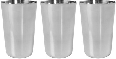 Urban Magic (Pack of 3) Glass, Flat Bottom - Set of 3 - 300 ml Glass Set Water/Juice Glass(300 ml, Steel, Steel)