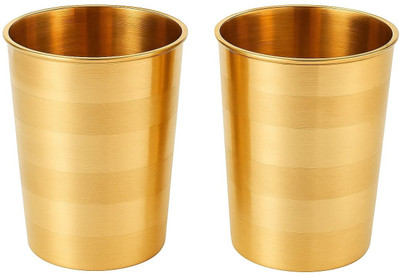 Pal Supplier (Pack of 2) Copper glass Glass Set Water/Juice Glass(200 ml, Glass, Gold)