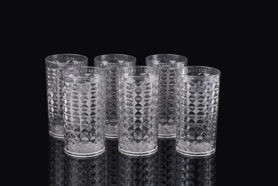 HAPPI (Pack of 6) Unbreakable Water & Juice Drinking Glass Set Juice/Beer/Wine/Sarbat Glass Glass Set Water/Juice Glass(300 ml, Plastic, Clear)