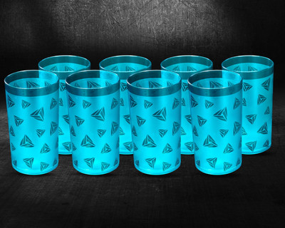 BELLERBIRD (Pack of 8) Premium quality prisam with diamond design Unbreakable Stylish Glass Set Glass Set Water/Juice Glass(300 ml, Plastic, Blue)
