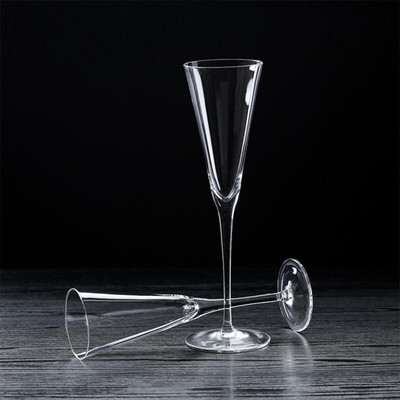 AAnami (Pack of 2) Champagne Flute, Transparent Elegant Party Drinking Glassware, V-Line Crystal Glass Set Wine Glass(130 ml, Glass, Clear)