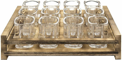 CQZ Shot Glass Set with Heavy Base, 60 ML Square Shot Glasses, pack of 6,New Glass Set Shot Glass(60 ml, Glass, Clear)