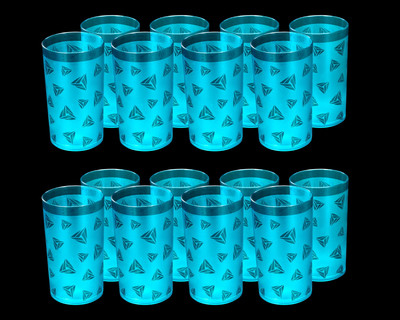 BELLERBIRD (Pack of 16) Premium quality clear prisam with diamond design Unbreakable Stylish Transparent Glass Set Water/Juice Glass(300 ml, Plastic, Blue)