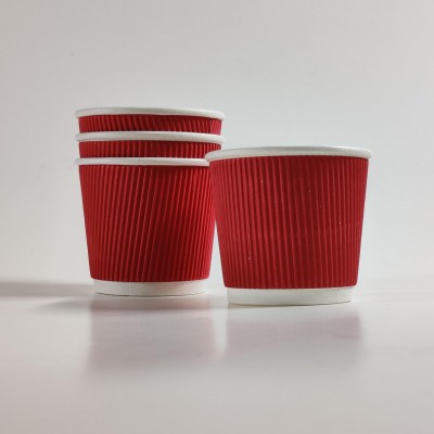 Paricott (Pack of 50) 150ml Ripple Red Paper cup 50pcs Glass Set Water/Juice Glass(150 ml, Paper, Clear)