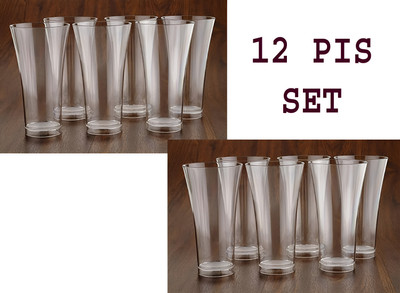 TheHouseHoldHub (Pack of 12) 12 Glass Set Water/Juice Glass(80 ml, Plastic, Clear)