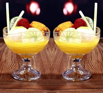 JYONIL Glass Dessert Bowl Ice Cream Bowl(Pack of 2, Clear)