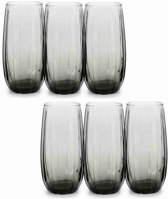 Pure Source India (Pack of 6) Transparent Drinking Mocktail Beverages Cold Drinks Glass Water/Juice Glass(510 ml, Glass, Grey)