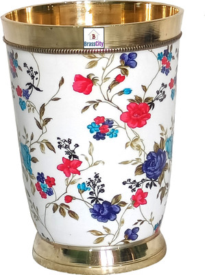 BrassCity B-GL-WF-P1 H60 Glass Water/Juice Glass(281 ml, Brass, White)