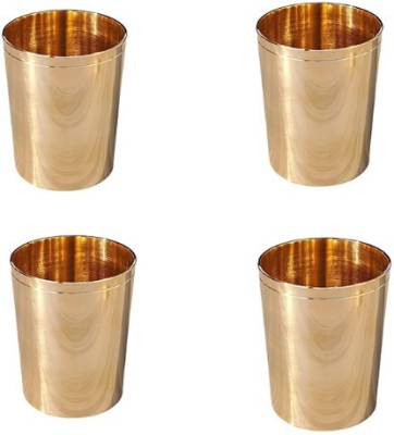 RBHMC BRONZE MASTER (Pack of 4) Bronze Kansa Glass Handmade, 4 Piece, 800 ML, Gold Glass Set Water/Juice Glass(200 ml, Bronze, Gold)