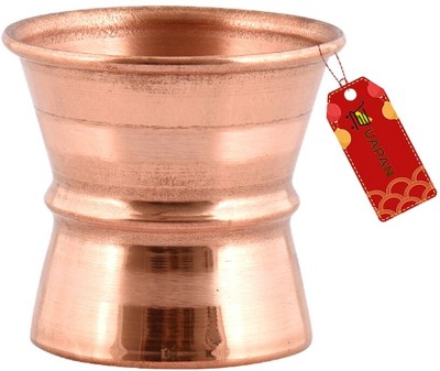 UAPAN Temple Damru Shape Panchpatra,Copper puja g=Glass pack of 1 Glass Water/Juice Glass(100 ml, Brass, Gold)