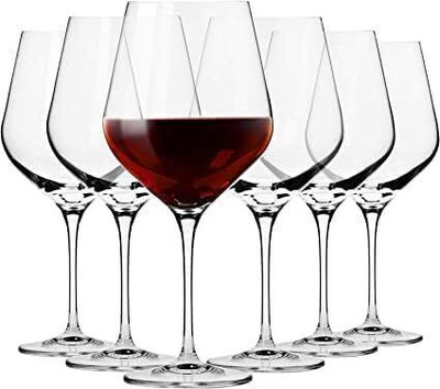manekk world (Pack of 6) Crystal Clear Wine Glass Set Red White Champagne Scotch Lead-Free Glasses Glass Set Wine Glass(860 ml, Glass, Clear)