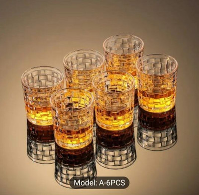 BMV (Pack of 6) Premium Quality Unbreakable Brick Design Drinking Glass Set Glass Set Water/Juice Glass(300 ml, Plastic, Clear)
