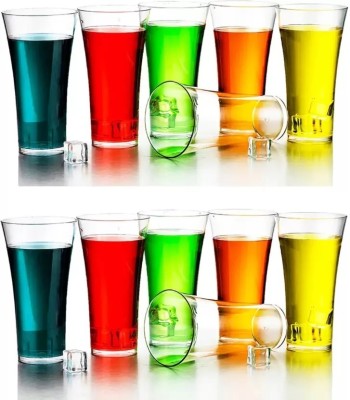 Everbuy (Pack of 12) Polycarbonate Drinking Glasses for Water Juice for Dining Table Home Kitchen Party Restaurant 250 ml Set of 12 Transparent (MADE IN INDIA) Glass Set Water/Juice Glass(250 ml, Plastic, Clear)