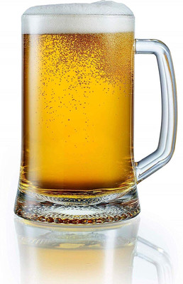 VM PARTNER Premium Glass Beer Mugs with Handle Crystal Clear Glass Beer Mug Glass Set Beer Glass(500 ml, Glass, Clear)