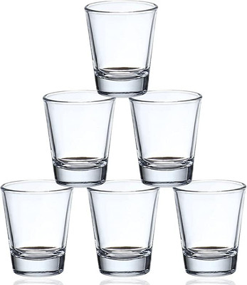 GRILIX (Pack of 6) Premium Heavy Base Wine Whisky Cocktail Glass Set For Bar Party Home Restaurant Glass Set Shot Glass(60 ml, Glass, Clear)