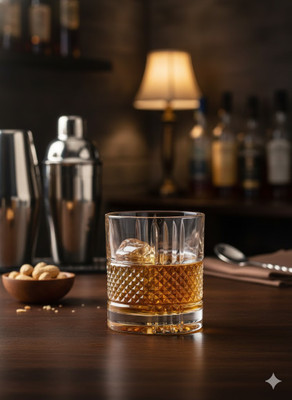 b7 Creations Crystal Whiskey Glass Set Glass Water/Juice Glassdi Glass Set Whisky Glass(300 ml, Glass, Multicolor)
