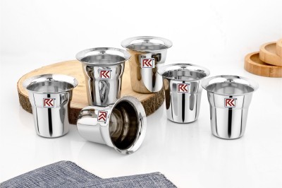 Rk (Pack of 6) 18Guage Amaze Rampatra 5 Stainless Steel Mirror Polish, Food Grade Glass Set Water/Juice Glass(110 ml, Steel, Silver)