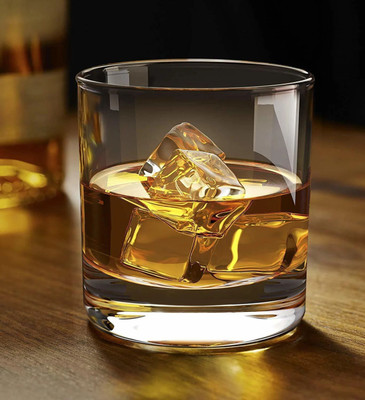 GOLOFYENTEPRISE Whiskey Glasses Set of 2 | Heavy Base & Thick Walls | Perfect for Scotch Glass Set Wine Glass(300 ml, Glass, Clear)