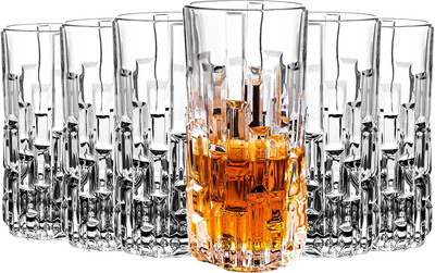 Mevanta (Pack of 6) Premium Water & juice Glass Set - Tall Drinking Highball Glasses For Coldrinks Glass Set Water/Juice Glass(1 ml, Glass, White)