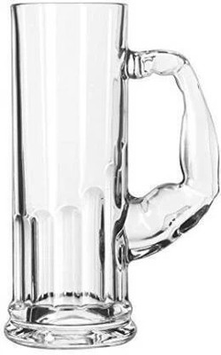 Connvoke MUSCLE MAN BEER MUG Glass Beer Mug (600 ml, Pack of 1)_New Glass Beer Mug(600 ml, Glass, Clear)