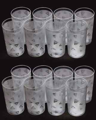 BELLERBIRD (Pack of 16) Premium quality prisam with diamond design Unbreakable Stylish Transparent Glass Set Water/Juice Glass(300 ml, Plastic, Clear)