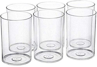Wrodss (Pack of 6) Transparent Nice Look Fiber Plastic Glass Glass Set (300 ml,) Glass Set Water/Juice Glass(300 ml, Plastic, Clear)