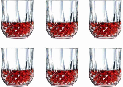 Convoke (pack of 6) Crystal-Clear Diamond Whiskey Glass Set, Juice, Beer glass Glass Set Whisky Glass(300 ml, Glass, Clear)