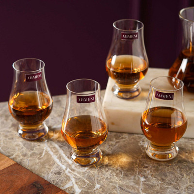 ARTMENT (Pack of 4) Petala Glass: Nature's Curve Whiskey Glass Set Whisky Glass(200 ml, Glass, Clear)