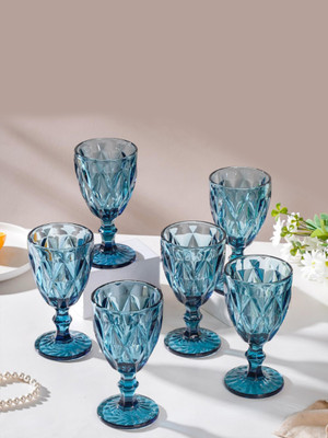 Nestasia (Pack of 6) H04M21H60 Glass Set Wine Glass(300 ml, Glass, Light Blue)
