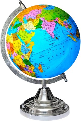 Savy Educational Laminated Rotating Geography Globe for Kids/Students/School/Office Desk and Table Top Home Décor Political Study World Globe(8 Inch Diameter Blue)