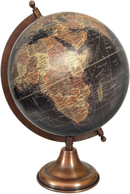 Globeskart Designer Black Multicolour Brown with Antique Copper Stand Desk & Table Top Political World Globe(Medium Black)