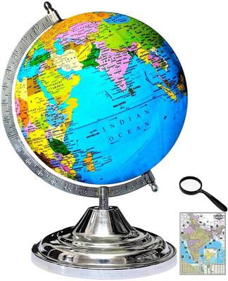 See World STEEL GLOBE 15 Inch Height, 12 Inch Diameter, 75 mm Magnifier and India Map, (Very Big Size) Silver Chrome Metal Arc Base for Kids School College Office Home Laminated Political Geography Study Blue World Globe(12 Inch Diameter Blue) See World STEEL GLOBE 15 Inch Height, 12 Inch Diameter, 75 mm Magnifier and India Map, (Very Big Size) Silver Chrome Metal Arc Base for Kids School College Office Home Laminated Political Geography Study Blue World Globe(12 Inch Diameter Blue)