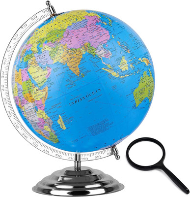 StarTac Educational 12 Inch diameter Globe with Magnifying Glass Desk & Table Top Political World Globe(Extra Large Blue)