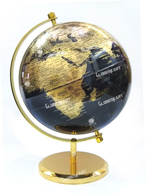 Globeskart Decorative 2pc Nickel 2pc Political World Globe(8 Inches Black)