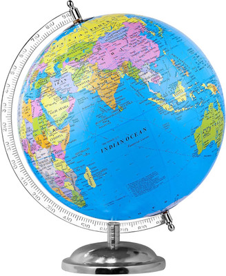 GLOBEHUB HUB Globe for Kids, Educational World Globe with 50mm Magnifying Glass for Kids Desk and Table Top Political World Globe(Medium Blue)