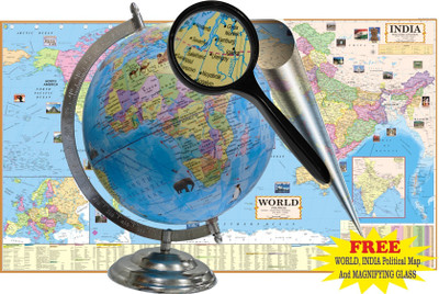 Globemax 808 Plain Blue Desk Globle World Political World Globe(8 inch (20 Cm) Blue)