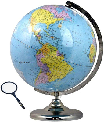 iYROX Educational Political Globe 10 Inch Political + Topographical Globe Political World Globe(10 Blue)