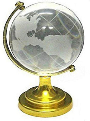 VR Creatives Vastu/Feng Shui Crystal Globe for Success Good Luck and Prosperity Paper Weights Crystal Globe word World Globe(small golden)