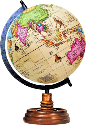 Savy Antique Educational Globe for Kids Students, Home Décor, Office Table, Gift Item Desk & Table Top Decorative Wooden Base Political World Globe(8 Inch Diameter Medium Cream)
