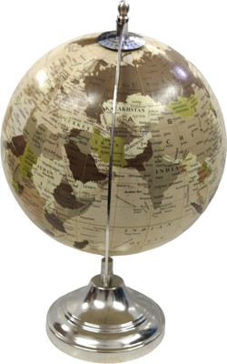 Globeskart Old Beige Cream with Chrome Base and Arc Desk and Table Top Political World Globe(Medium Cream)