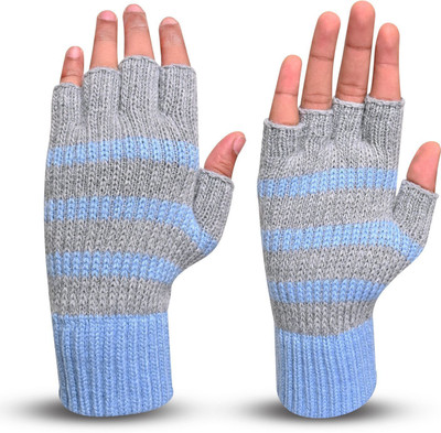 HOC Striped, Self Design, Printed Winter Women Gloves