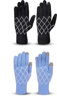 SFAB Striped, Self Design, Printed Winter Women Gloves