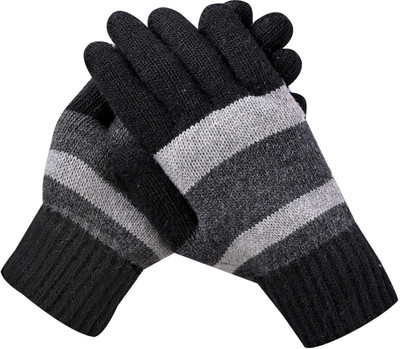 HOC Striped, Self Design, Printed Winter Women Gloves