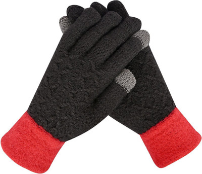 HOC Embroidered, Woven, Solid Winter Women Gloves