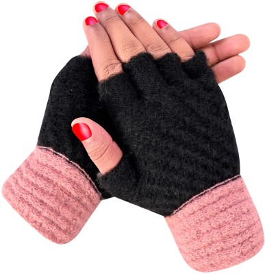 LOOM LEGACY Solid, Self Design, Woven Winter Women Gloves