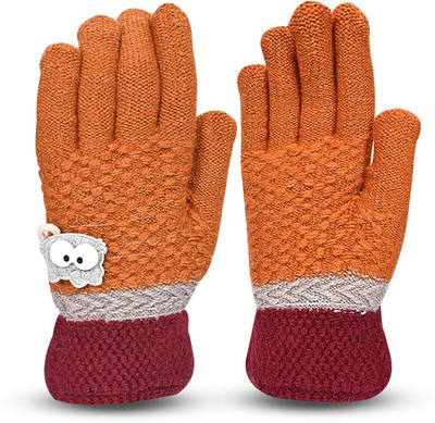 HOC Embroidered, Self Design, Solid Winter Women Gloves