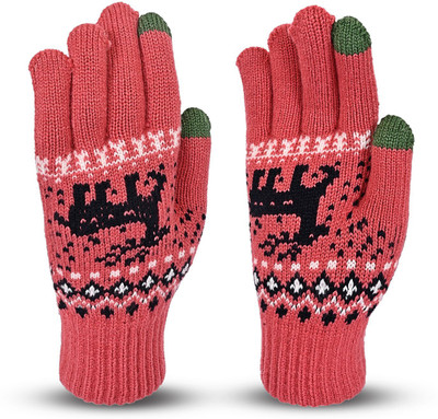 HOC Floral Print, Woven, Printed Winter Women Gloves