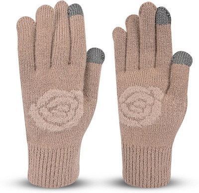 HOC Graphic Print, Self Design, Printed Winter Women Gloves