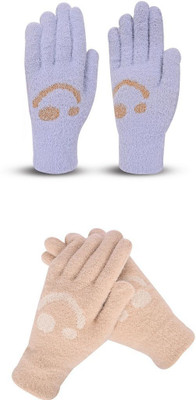 DesoRia Floral Print, Self Design, Printed Winter Women Gloves