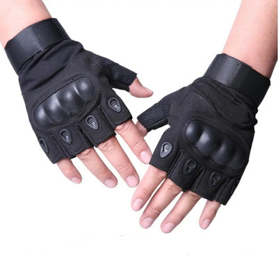 trakoz Commando Style Fingerless Gloves Gym & Fitness Gloves(Black)